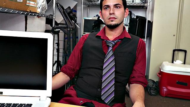 Ebony top bangs white crack of stud bottom in office