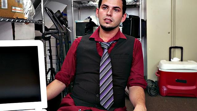 Ebony top bangs white crack of stud bottom in office