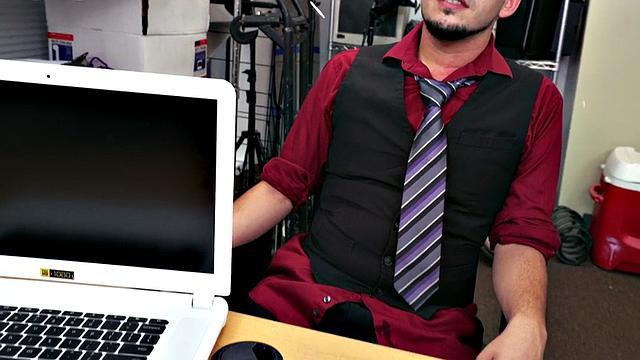 Ebony top bangs white crack of stud bottom in office