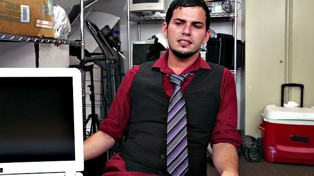 Ebony top bangs white crack of stud bottom in office