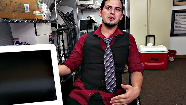 Ebony top bangs white crack of stud bottom in office