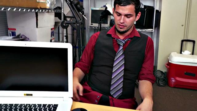 Ebony top bangs white crack of stud bottom in office