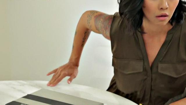 Tattooed dyke fingers BFF in asshole.