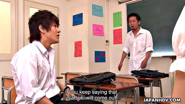 Satsuki Kirioka gets three cocks in her pussy