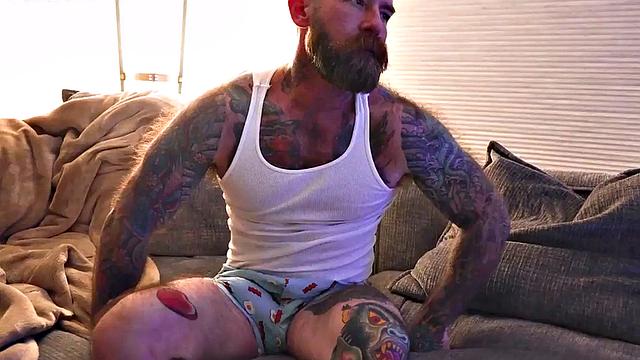 Bear stepdaddy barebacks stepsons after asslicking
