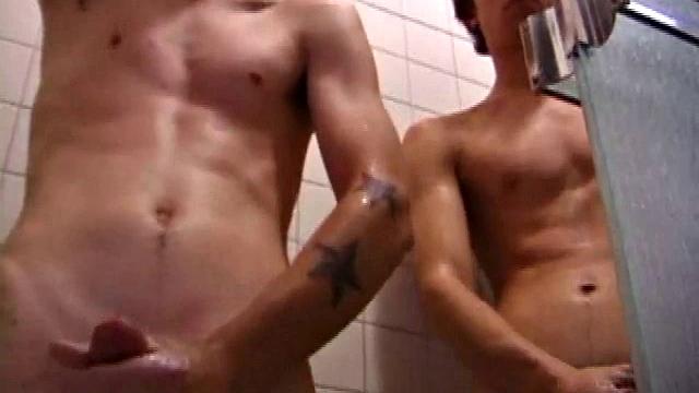 Straight Boys Dan and Jayden get back from an afternoon of skateboarding and decide to shower together. They strip down and step into the tub.