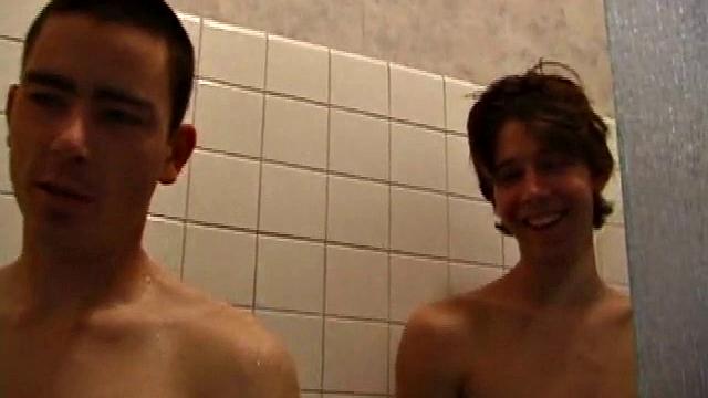 Straight Boys Dan and Jayden get back from an afternoon of skateboarding and decide to shower together. They strip down and step into the tub.