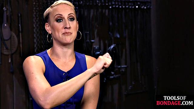 Tied submissive enjoys teasing