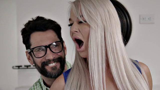 Kinky blonde MILF deepthroats and rides in 3some with a babe wearing glasses