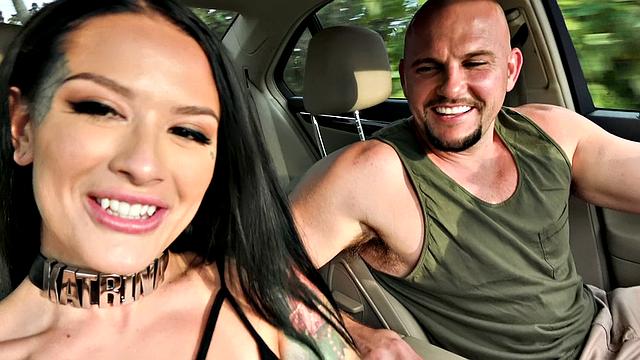 Watch Girlfriend Tiddy Goth get her bald pussy pounded in the living room while wearing leggings and a car!