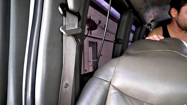 Hot tattooed redhead picked up and pounded hard in the bus