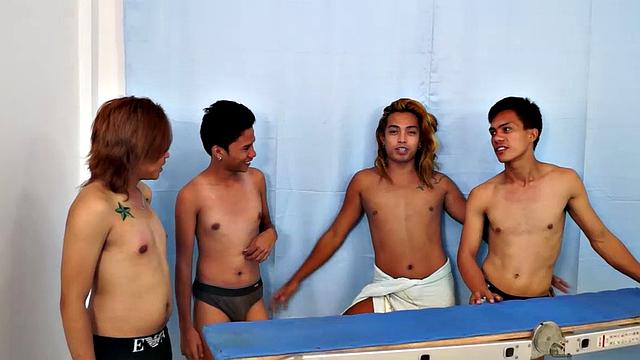 Idol: 18 year old Asian boy cutie tied down, tickled by other Asian cuties