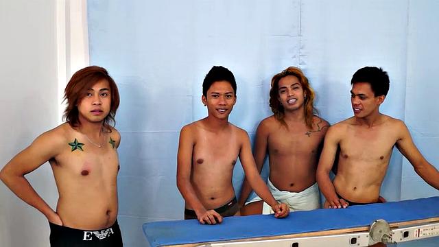 Idol: 18 year old Asian boy cutie tied down, tickled by other Asian cuties