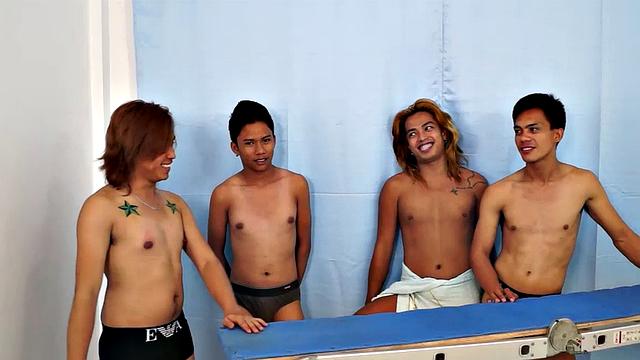 Idol: 18 year old Asian boy cutie tied down, tickled by other Asian cuties