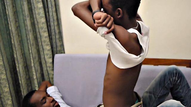 African skinny twink barebacked in asshole at home