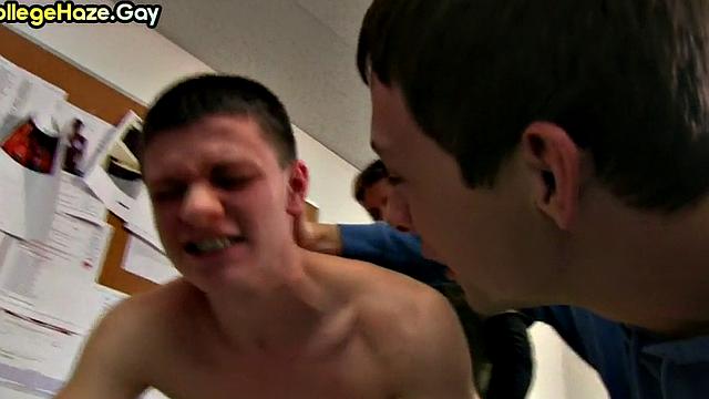 Real studs go gay in dormitory group sex on college