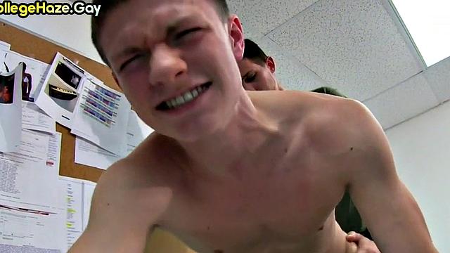 Real studs go gay in dormitory group sex on college