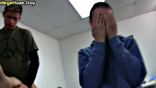 Real studs go gay in dormitory group sex on college