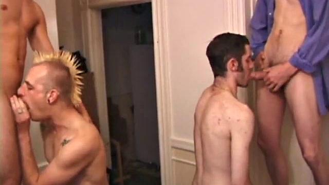 The four guys strip and start playing with each other's. Brock does Torque and Matthew does Tag. Torque and Tag end up seated on the bed while Brock and Matthew suck their.