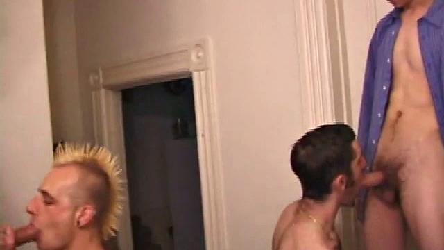 The four guys strip and start playing with each other's. Brock does Torque and Matthew does Tag. Torque and Tag end up seated on the bed while Brock and Matthew suck their.