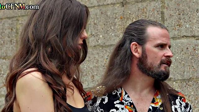 Amateur CFNM femdoms in stockings giving BJ to BFF