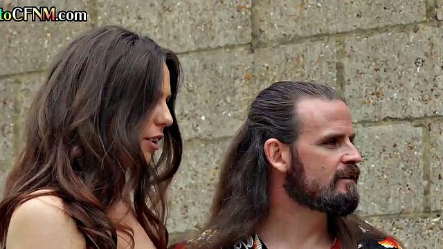 Amateur CFNM femdoms in stockings giving BJ to BFF