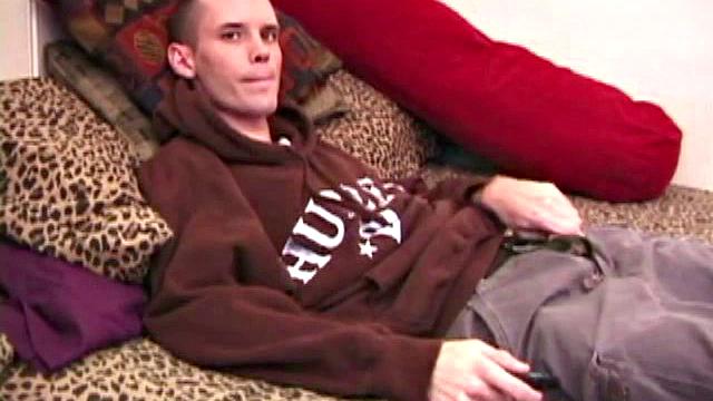 Once skater boy Logan Loader gets naked and comfortable, he goes right on his tempting cock, getting it nice and hard. A hot stroke show follows and then he nearly blinds himself with his big cum shot.