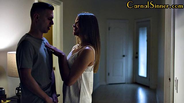 Naughty babe cockriding her lover