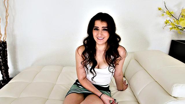 First time fucked babe deepthroats and rides cock on casting