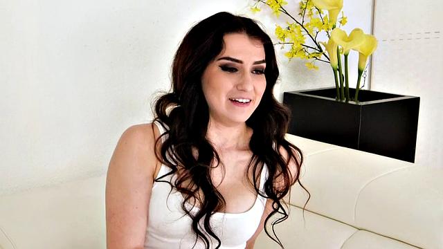 First time fucked babe deepthroats and rides cock on casting