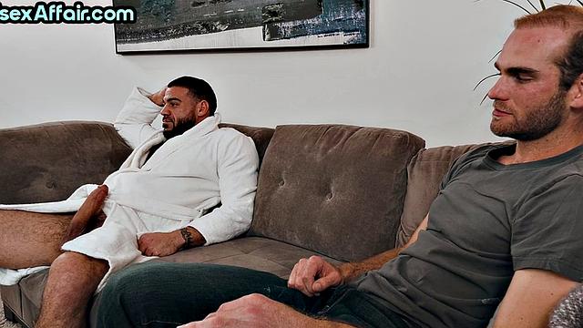 Big booty babe cockriding in 3some