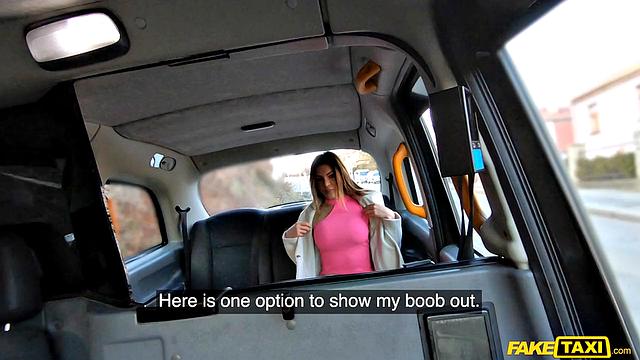 Russian Brunette Rides Cab 