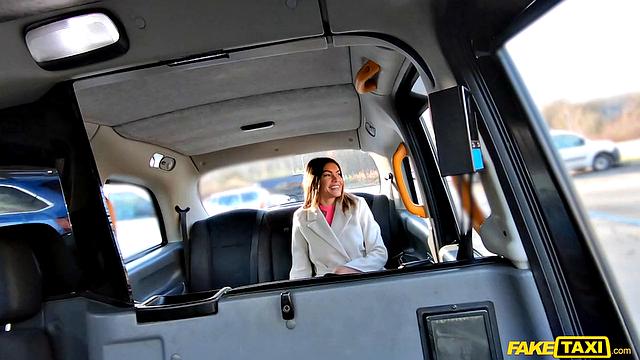 Russian Brunette Rides Cab 