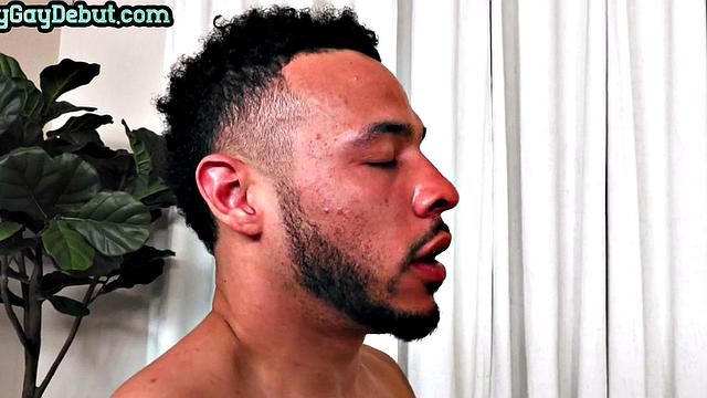 Solo Black amateur jerks cock and cums on debut casting