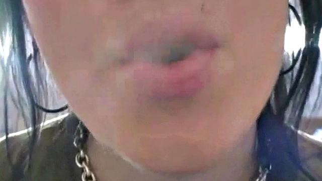 Hot teen Andi smoking in the loo on the sly