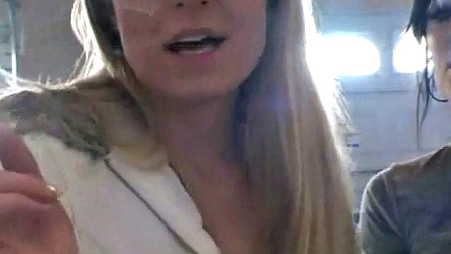 Hot teen Andi smoking in the loo on the sly