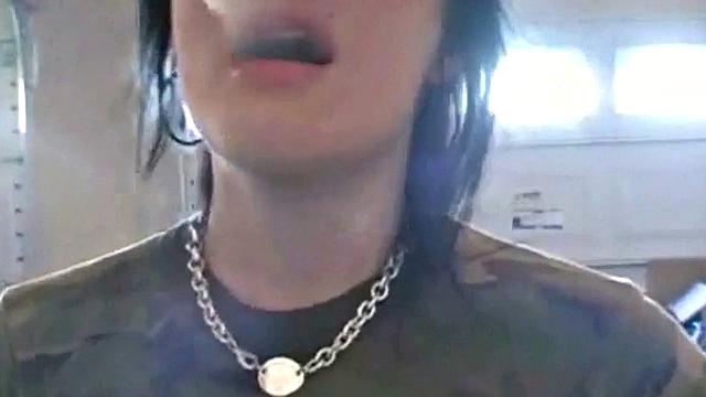 Hot teen Andi smoking in the loo on the sly