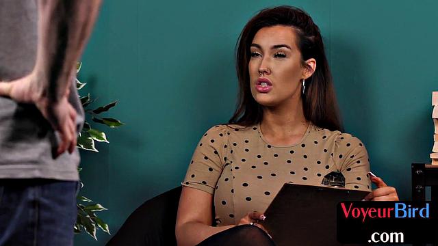 Stockings busty voyeur teasing viewer