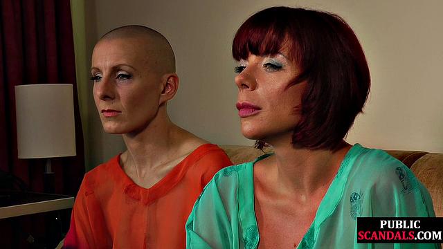 Real public bondage for sub