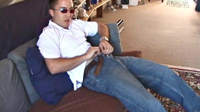 Johnny is back and this time he' swearing a preppy polo shirt and shades. He quickly settles down and gets into his alone time. After oiling up his cock, Johnny strokes it while watching a porn video, and occasionally narrating.