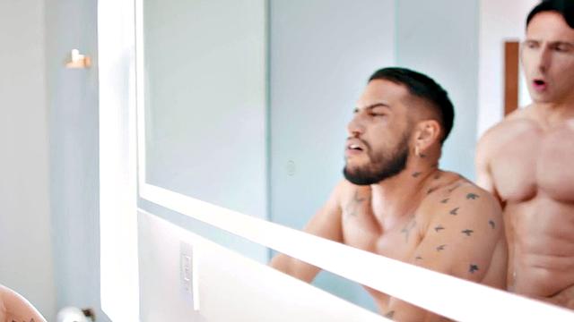 Black stud enjoys bareback sex with BF at home