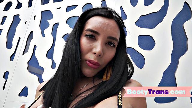 Latina Tgirl flaunts her big ass and oiled-up body after a wild outdoor ride