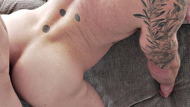 Hairy daddy bareback fucked by skinny twink