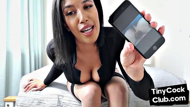 Stunning CFNM babe in stockings mocking cocks