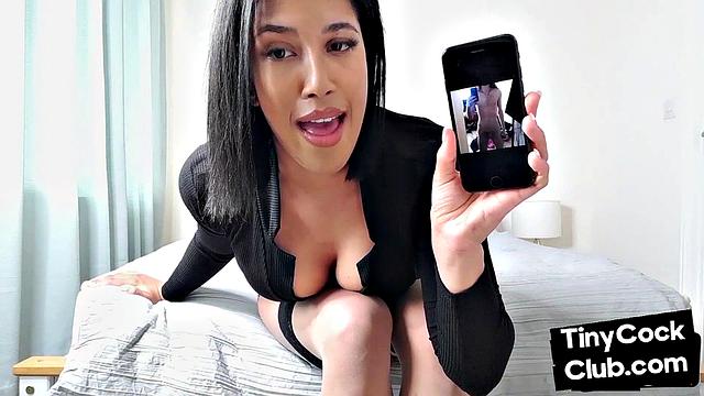 Stunning CFNM babe in stockings mocking cocks