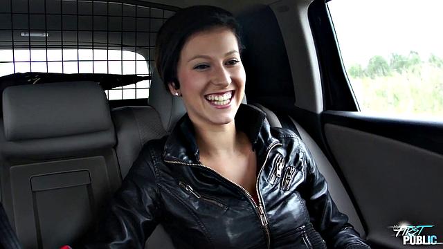 Girl with big boobs gets banged in public