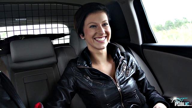 Girl with big boobs gets banged in public