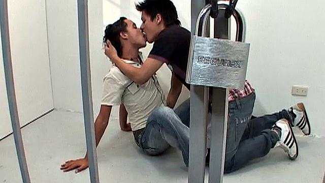 Locked up for bad behavior, these two Latin boys soon become acquainted and it isn't long before they are kissing. Francisco wants to have sex with his cell mate and is quick to get him out of his clothes.