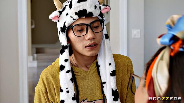 E-Girl Gets D'd While MILF Jerks & Cleans