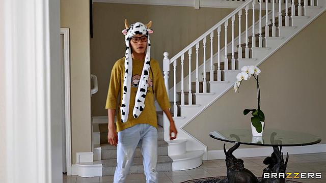 E-Girl Gets D'd While MILF Jerks & Cleans